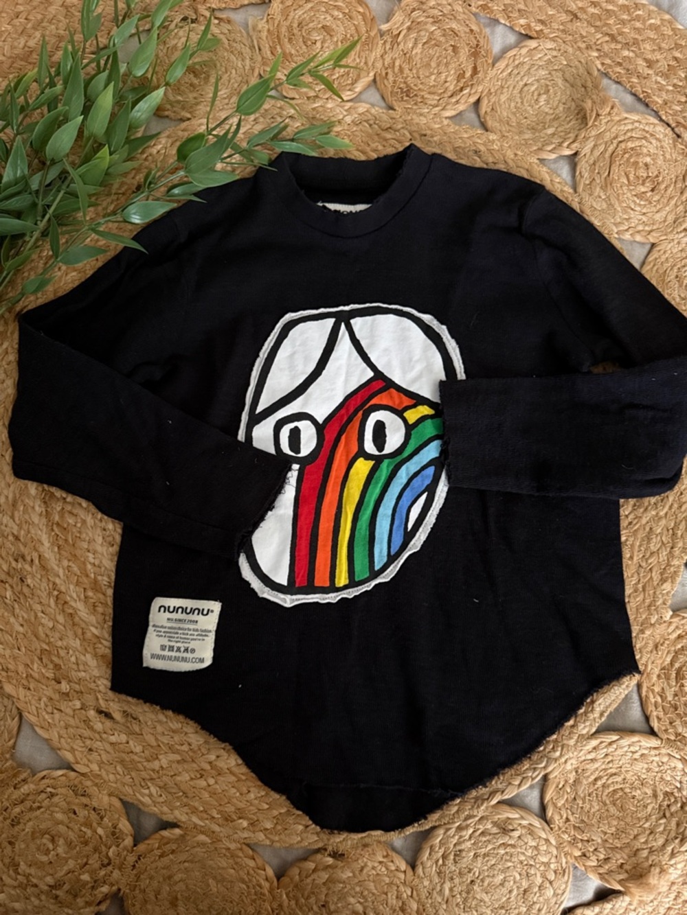 NUNUNU Rainbow Dude Patchwork Ribbed Pullover Shirt. Size 4-5